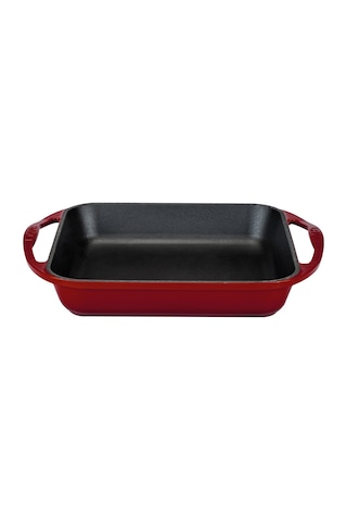 Lava Döküm Kare Kızartma Tavası Döküm Demir Yekpare Çift Kulplu Ölçü 26x26cm.-bordo Bordo