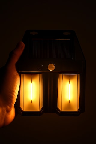 Güneş Enerjili Hareket Sensörlü Duvar Lambası Çift Cob Led Bahçe Ve Garaj Işığı Su Geçirmez