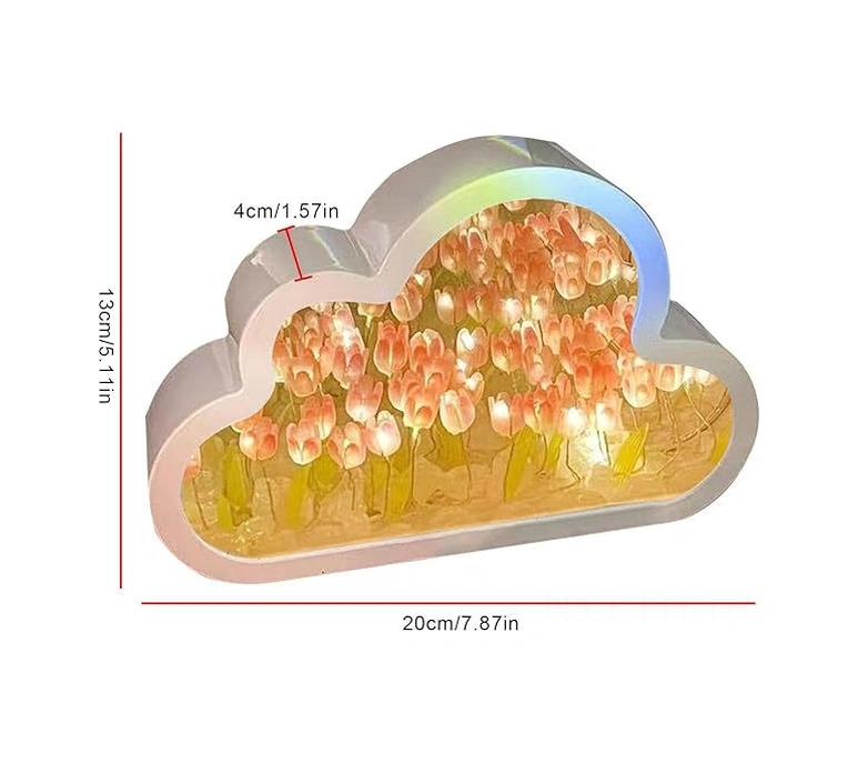 Folinda Pembe Led Gölge Aydınlatma, Yansıta Ve Dekoratif Ev Aletleri - Oturma Odası, Yatak Odası Ve Masaüstü İçin Dıy Lale Desenli Gece Lambası Pembe