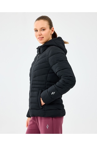 Skechers W Fitted Hoodie Puffer Jacket Kadın Siyah Mont S2520203-3817 Siyah
