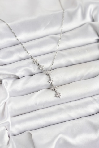 316l Çelik Zincir Gümüş Renk Kutup Yıldızı Model Kadın Kolye Renkli