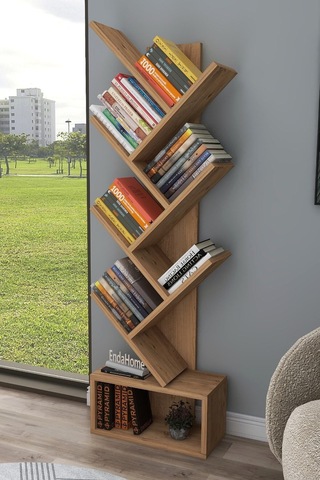 Enda Home Erine 8 Raflı Zikzak Kitaplık Atlantik Çam