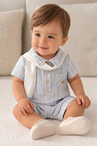 Noy Noy Erkek Bebek Tulum 8276 Mavi Mavi