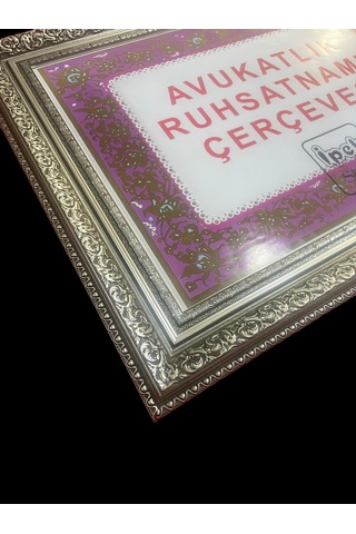 Avukatlık Ruhsatname Çerçevesi Gümüş Varaklı - 33x48 - Hakiki Cam