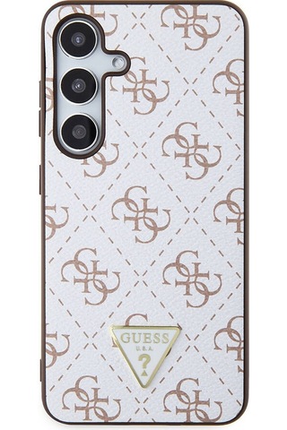 Galaxy S24 Uyumlu Kılıf Guess Lisanslı Pu Üçgen Logo 4g Desenli Kapak Siyah
