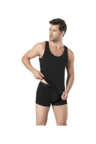 Pierre Cardin Yazılı Erkek Stretch Atlet Boxer Çamaşır Takımı Siyah