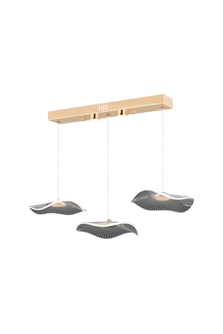 Jolie 3'lü Sıralı 3 Renkli 26 Watt Gold Kristal Ledli Modern Oturma Odası Salon Sarkıt Avize