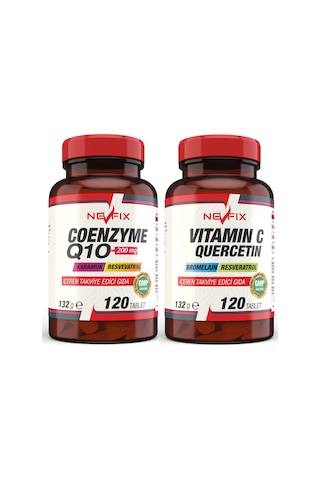 Nevfix Coenzyme Q10 200 MG 120 Tablet Vitamin C Bromelian 120 Tab