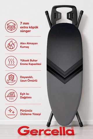 Hediyeli İconia Ütü Masası Kılıfı Bezi Örtüsü Antrasit