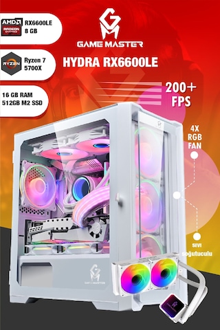 Gm Game Master Hydra R7-5700X 16 GB 512 GB M.2 SSD RX6600LE Masaüstü Oyuncu Bilgisayarı