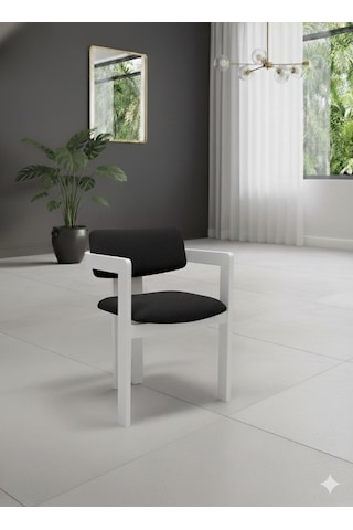 Noıre Ahşap Modern Yemek Masası 6 Kişilik Yemek Masa Takımı Beyaz Antrasit