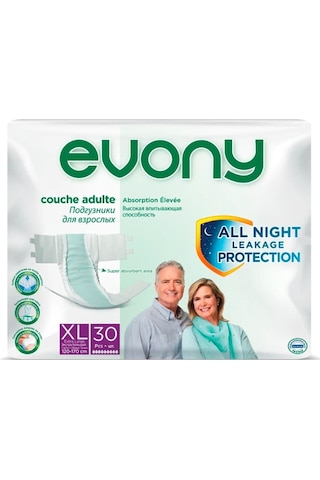 Evony Bel Bantlı 6 Damla Yetişkin Hasta Bezi XL 2 x 30 Adet