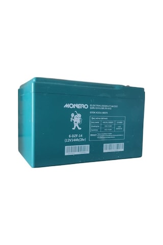 Monero 12v-14 Amper Yatık E-bıke Akü- Yeni Tarihli Ebatlar: 150x101x99mm