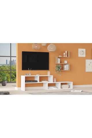 Robin Home Nexus Tv Ünitesi Tv Sehpası Raflı Beyaz-sepet