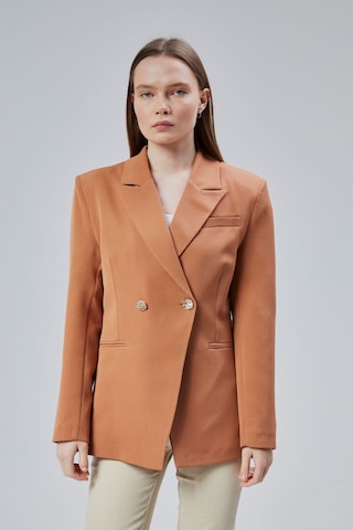 Kahverengi Regular Fit Yırtmaç Detaylı Blazer Ceket Kahve