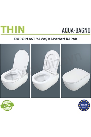 Aqua Bagno Thin Yavaş Kapanan Klozet Kapağı - Duroplast