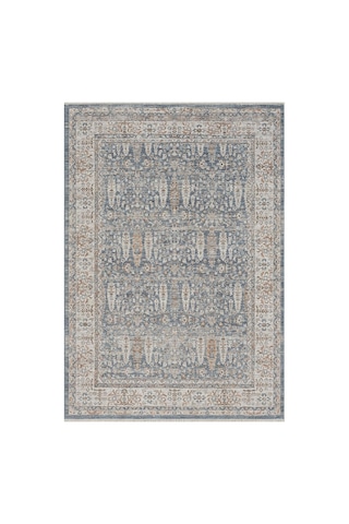 Mariesse Home Vintage Eskitme Desenli Makine Dokuma Salon Oturma Odası Halısı 10207 Mavi