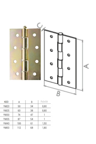 Beşel Amiral Ym50 Yaprak Menteşe 112x68 Mm 12 Adet