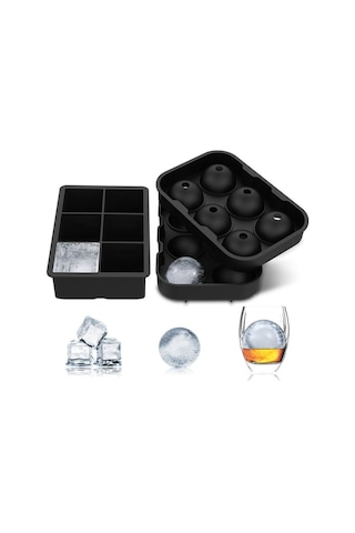 Yifomall Ev Ve Bar Kullanımı İçin Dayanıklı Silikon Buz Kalıbı Seti - 6 Delikli Kare Ve Yuvarlak Tasarım Çok Renkli