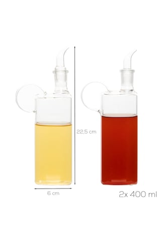 Porsima 408 2li Kare Borosilikat Cam Yağdanlık Yağlık Sirkelik 400ml Şeffaf
