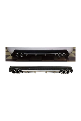 Citroen C5 2008-2012 Gri Krom Yuvarlak Egzozlu Difüzör Difizör Mat Siyah