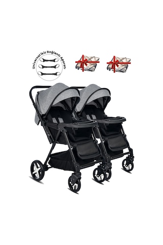 Baby Home 810 Ayrılıp Birleşebilen Çift Yönlü İkiz Bebek Arabası