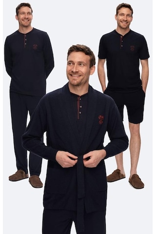 D's Damat Ds224025 5 Li Lacivert Triko Ropteşambr Erkek Pijama Takımı 001