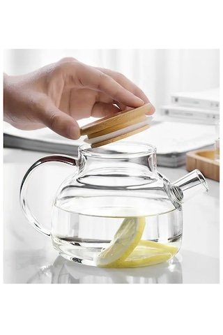 Bambu Kapaklı Borosilikat Cam Demlik 1000ml Royaleks-cm-2000 Asorti