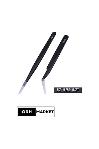 Antistatik ESD Cımbız Seti – ESD-11 ve ESD-15 Karbon Fiber Hassas Elektronik Cımbızlar (2'li Set)