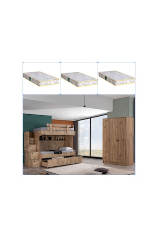 Ranza, Viva Yavrulu Ranza 3 Kapaklı Dolap + 3 Comfort Yatak 90 X 190 CM