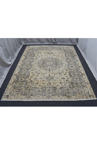 Zehra Abla Halı Vintage 6m2 El Dokuma Şaheser Eskitme Doğal Naturel Yün Salon Halısı 5849 Renkli