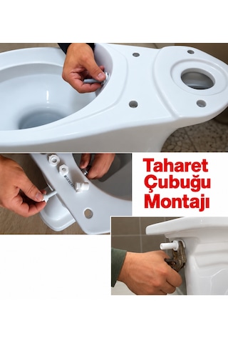 Uzun Klozet Taharet Çubuğu 34 Cm Plastik Borulu Ayarlanabilir Kısaltılabilir U Tipi Montaj Siyah