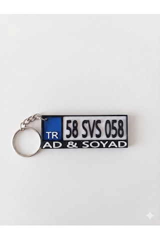Kişiye Özel Plaka Anahtarlık - 3dtekniksivas Beyaz - Siyah