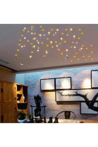 Dekoratif Süs Ayna 50X Adet Gold Altın Yıldız Tavan Duvar(408512939) Altın