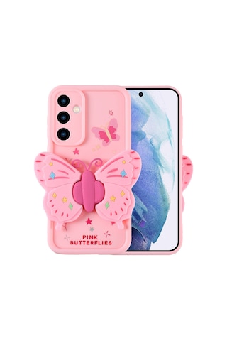 Galaxy Uyumlu A55 Kılıf Kamera Korumalı Figür Tasarımlı Zore Kapya Kapak Pembe Açık