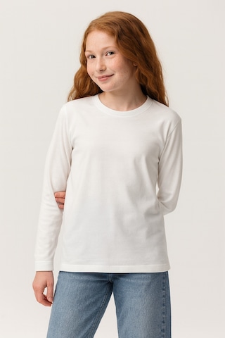 Esila Kids Çocuk Uzun Kollu Pamuklu Basic Tişört 4-11 Yaş Beyaz