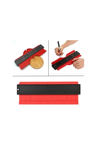 10 İnç Çok Fonksiyonlu Ahşap Düzensiz Kontur Ark Ölçer Aracı Kırmızı