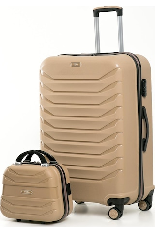 Yefa Pp Polipropilen Kırılmaz Büyük & Makyaj Boy 2'li Valiz Seti Gold