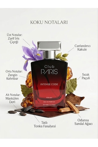 Club Paris Intense Code - Erkek Parfüm 50 Ml Çiçek - Odunsu