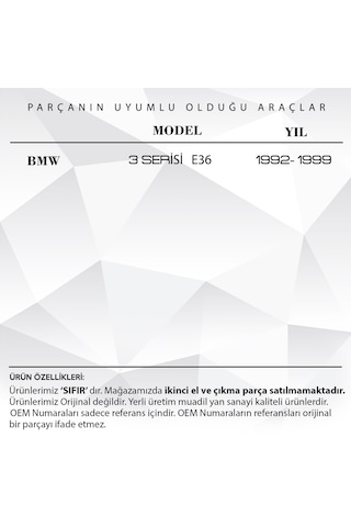BMW 3 Serisi E36 İçin Sağ Sol Sunroof Tamir Seti