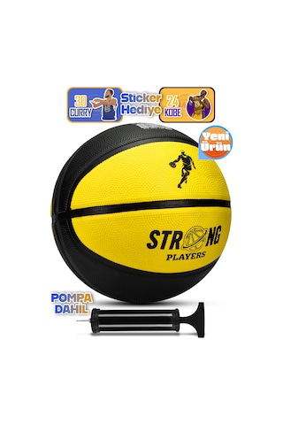 Telvesse Strong Basketbol Topu Pompalı Full Kauçuk Dayanıklı Deep Channel Kabartma No:7 B12 Sarı