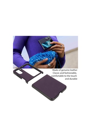 Oppo Find N2 Flip Mor Deri Kılıf Kaiyi