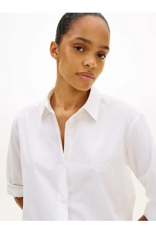 Tommy Hilfiger Cotton Easy Shırt Kadın Beyaz Uk Gömlek - Ww0ww48190