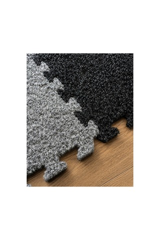 Puzzle Karo Halı Geçmeli Modüler Yer Döşemesi Siyah Gri Karo Halı Ofis Halısı Ev Halısı Çalışma Odası Zemin Kaplama Halısı Sök Tak Kullanımlı 50x50 Cm Siyah