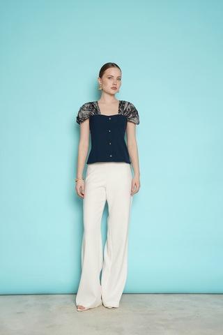 Verymoda Omuz Dantel Detaylı Kayık Yaka Bluz D2994 Lacivert