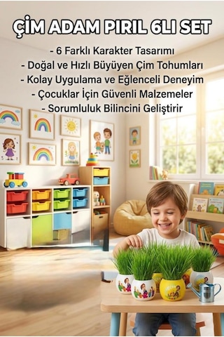 Pırıl Ve Arkadaşları Karakterli 6'lı Çim Adam Sula Uzat Kes Eğitici Oyuncak Seti