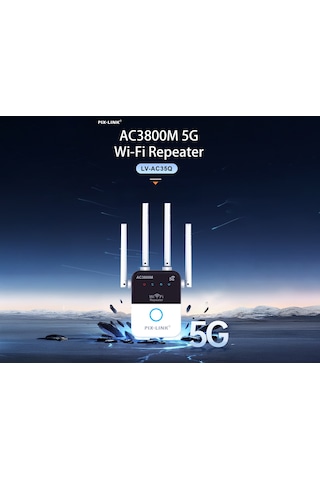 Pıxlınk Ac35q Wifi Repeater Router Access Point Ac3800 Dual Band 5 Ghz Siyah Beyaz