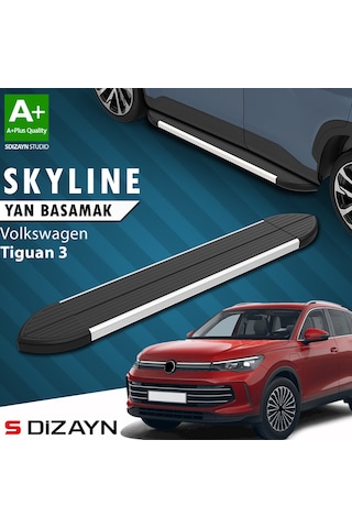 S-dizayn Vw Tiguan 3 Skyline Aluminyum Yan Basamak 183 Cm 2024 Üzeri A+ Kalite