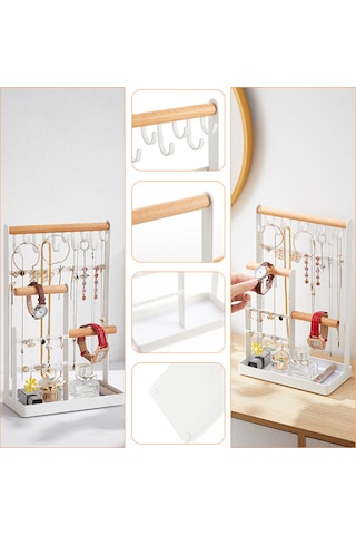 Qingmipy E Modeli Masaüstü Mükemmel Kolyeler, Küpe Ve Bileklikler İçin Çok Fonksiyonlu Gömlek Gösterge Rafı