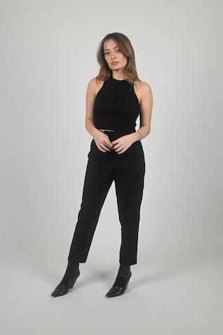 Halter Yaka Siyah Crop Siyah